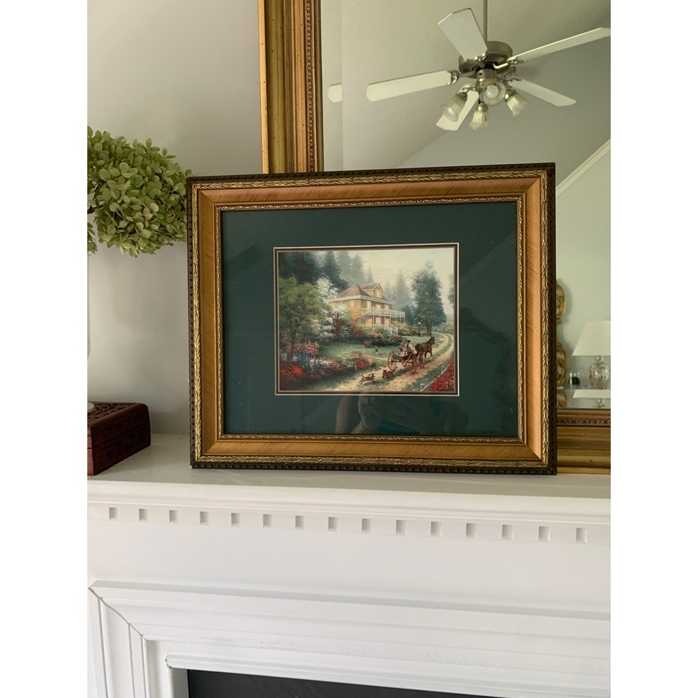 Thomas Kinkade Sunday at Apple Hill Framed Print with COA Gold Ornate Frame